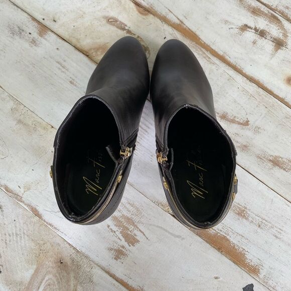 MARC FISHER booties Blaine 3 Dark Brown heeled boots faux leather Size 6.5 M EUC - Picture 6 of 12